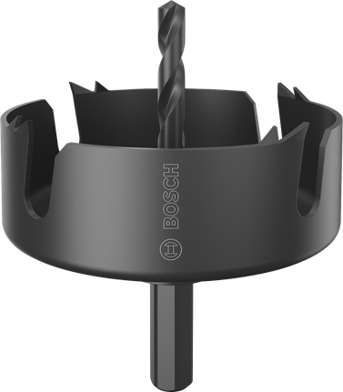 Serra copo Bosch para madeira e drywall de 75 mm com eixo.